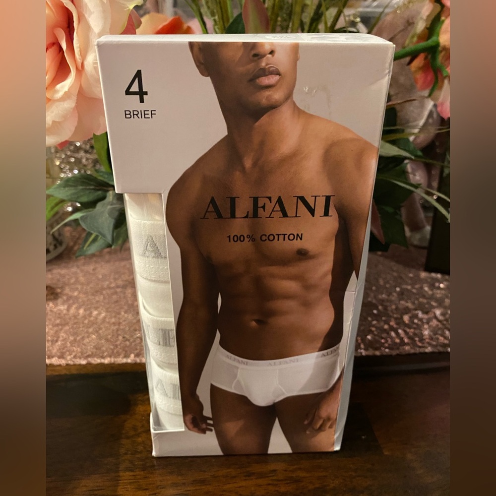Alfani Men's 100% Cotton White Briefs 4 pack